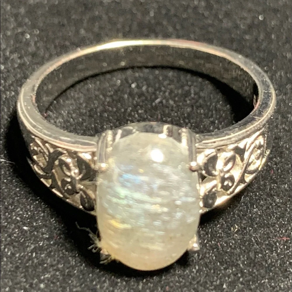 Fire Labradorite Solitaire Ring